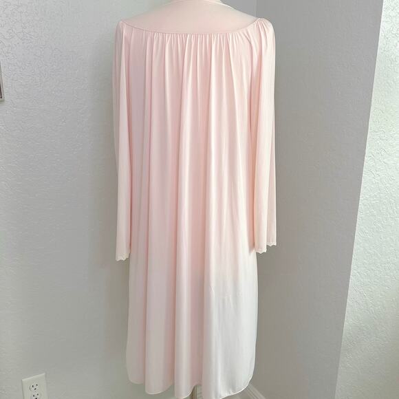 Vintage Shadowline Blush Pink Long Sleeve Nightgown Silky Robe Sz Large - Picture 3 of 10